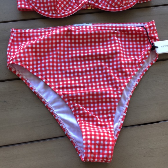 Weworewhat high waisted red gingham plaid bikini - Picture 3 of 6